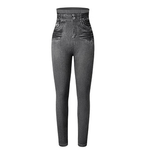 New Fashion Women's Jeggings Skinny Ladies Trousers High Waisted Imitation  Jeans Slim fit Stretch Leggings Plus Size S-3XL