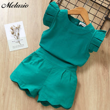Load image into Gallery viewer, New Summer Girls Clothing Sets Fashion with flowers Sleeveless T-shirt printed shorts outfits 2Pcs Casual Kids Clothing Sets

