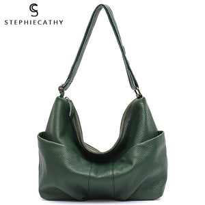 SC Luxury Italian Leather Bags for Women Casual Large Long Strap Shoulder Bag Ladies Genuine Leather Front Pocket Hobo Crossbody