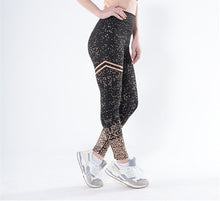 Load image into Gallery viewer, LAISIYI Women Leggings No Transparent Metallic Foil Print Leggings Exercise Fitness Patchwork Push Up Female Pants
