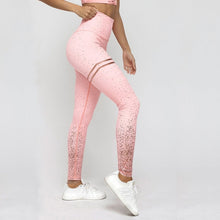 Load image into Gallery viewer, LAISIYI Women Leggings No Transparent Metallic Foil Print Leggings Exercise Fitness Patchwork Push Up Female Pants
