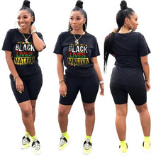 Load image into Gallery viewer, Adogirl Letters Print Women Casual Two Piece Set Tracksuit Short Sleeve T Shirt Top Shorts 2020 Summer Female Fashion Outfits
