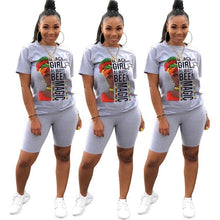 Load image into Gallery viewer, Adogirl Letters Print Women Casual Two Piece Set Tracksuit Short Sleeve T Shirt Top Shorts 2020 Summer Female Fashion Outfits

