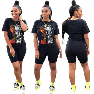 Adogirl Letters Print Women Casual Two Piece Set Tracksuit Short Sleeve T Shirt Top Shorts 2020 Summer Female Fashion Outfits