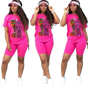 Adogirl Letters Print Women Casual Two Piece Set Tracksuit Short Sleeve T Shirt Top Shorts 2020 Summer Female Fashion Outfits
