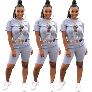 Adogirl Letters Print Women Casual Two Piece Set Tracksuit Short Sleeve T Shirt Top Shorts 2020 Summer Female Fashion Outfits