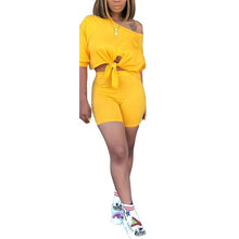 Load image into Gallery viewer, Two Piece Set Women Tshrts+High Waist Shorts Summer Shirt Crop Top Short Sleeves Tees Tracksuit Femme Clothes Ropa De Mujer 2020
