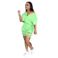 Load image into Gallery viewer, Casual 2 Piece Set Women Tracksuit Summer Outfits Loose Top Biker Shorts Sweat Suits Lounge Wear Two Piece Matching Sets
