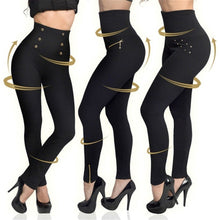Load image into Gallery viewer, Sexy Anti Cellulite Leggings Women High Waist Button Pants Casual Fitness Leggings Shaping Slim Pants
