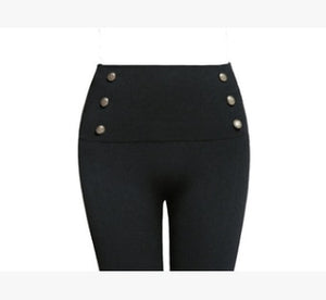 Sexy Anti Cellulite Leggings Women High Waist Button Pants Casual Fitness Leggings Shaping Slim Pants