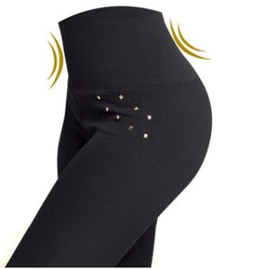 Sexy Anti Cellulite Leggings Women High Waist Button Pants Casual Fitness Leggings Shaping Slim Pants