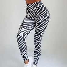 Load image into Gallery viewer, CHRLEISURE Zebra Leggings Women&#39;s Polyester High Waist Women&#39;s Sports Pants Splice Leisure Workout Leggings

