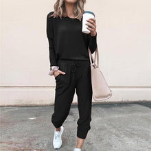 Load image into Gallery viewer, Women 2 Pcs Tracksuit Sports Long Sleeve Sweatshirts Thin Fleece Joggers Suits Running Set Workout Gym Spring Sportswear
