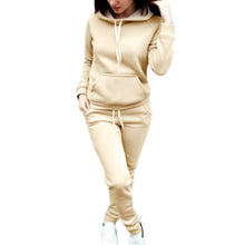 Load image into Gallery viewer, Women 2 Pcs Tracksuit Sports Long Sleeve Sweatshirts Thin Fleece Joggers Suits Running Set Workout Gym Spring Sportswear
