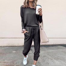 Load image into Gallery viewer, Women 2 Pcs Tracksuit Sports Long Sleeve Sweatshirts Thin Fleece Joggers Suits Running Set Workout Gym Spring Sportswear
