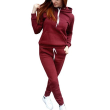 Load image into Gallery viewer, Women 2 Pcs Tracksuit Sports Long Sleeve Sweatshirts Thin Fleece Joggers Suits Running Set Workout Gym Spring Sportswear
