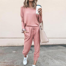 Load image into Gallery viewer, Women 2 Pcs Tracksuit Sports Long Sleeve Sweatshirts Thin Fleece Joggers Suits Running Set Workout Gym Spring Sportswear
