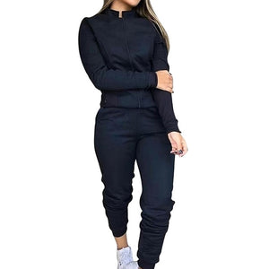 Women 2 Pcs Tracksuit Sports Long Sleeve Sweatshirts Thin Fleece Joggers Suits Running Set Workout Gym Spring Sportswear