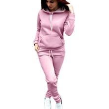 Load image into Gallery viewer, Women 2 Pcs Tracksuit Sports Long Sleeve Sweatshirts Thin Fleece Joggers Suits Running Set Workout Gym Spring Sportswear
