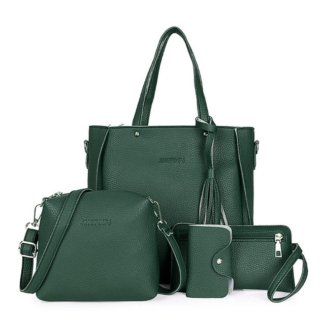 4pcs Women Lady Fashion Handbag Shoulder Bags Tote Purse Messenger Satchel Set LX9F