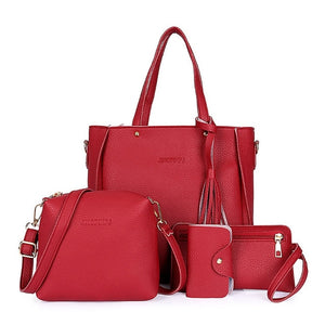 4pcs Women Lady Fashion Handbag Shoulder Bags Tote Purse Messenger Satchel Set LX9F
