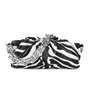 New Lady's bag Genuine Leather Women's Handbags Designer Women Bag On The Shoulder Thick Chain Crossbody Zebra Cloud Bag