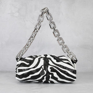 New Lady's bag Genuine Leather Women's Handbags Designer Women Bag On The Shoulder Thick Chain Crossbody Zebra Cloud Bag