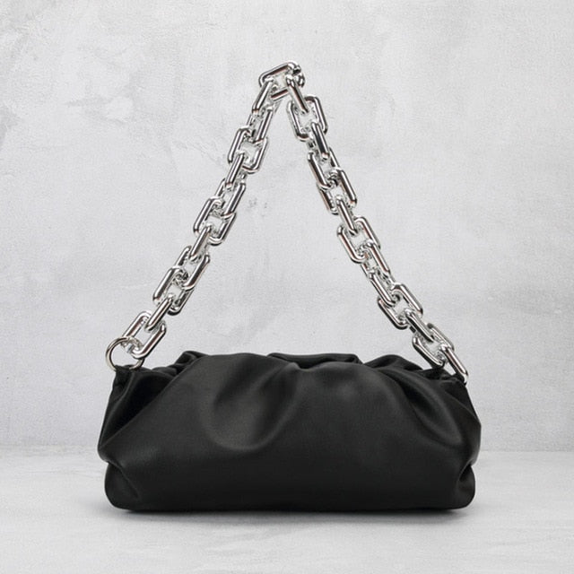 New Lady's bag Genuine Leather Women's Handbags Designer Women Bag On The Shoulder Thick Chain Crossbody Zebra Cloud Bag