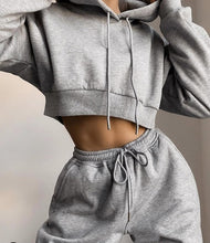 Load image into Gallery viewer, Hot selling Women 2 piece outfits pants sweat suits for ladies crop top hoodie and jogger sets
