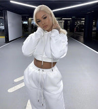 Load image into Gallery viewer, Hot selling Women 2 piece outfits pants sweat suits for ladies crop top hoodie and jogger sets
