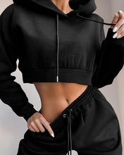 Load image into Gallery viewer, Hot selling Women 2 piece outfits pants sweat suits for ladies crop top hoodie and jogger sets
