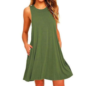 Women's Summer Casual Swing T-Shirt Dresses Beach Cover up with Pockets