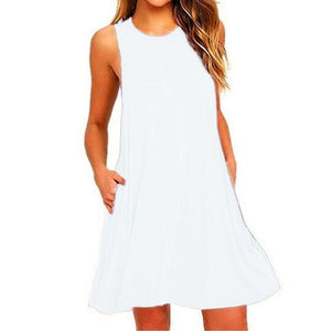 Women's Summer Casual Swing T-Shirt Dresses Beach Cover up with Pockets