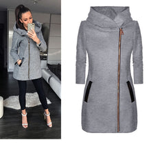 Load image into Gallery viewer, Autumn Winter Women&#39;s Casual  Zipper Hooded Jacket Sweatshirt Hoodie Long  Femme Plus Size Outwear Hoody Coat Clothing
