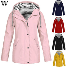 Load image into Gallery viewer, Womail Womens Coats Women Solid Rain Jacket Outdoor Plus Size Waterproof Hooded Raincoat Windproofwomen coat 2019 S-5XL
