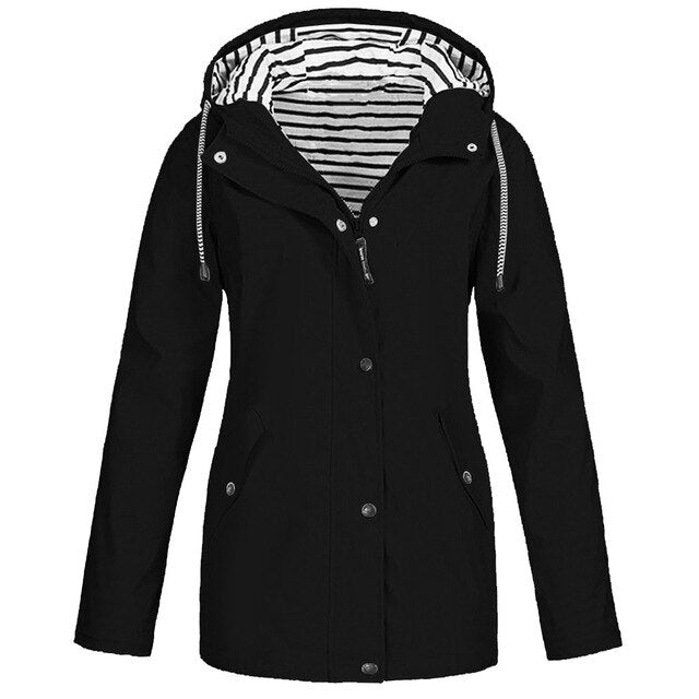 Womail Womens Coats Women Solid Rain Jacket Outdoor Plus Size Waterproof Hooded Raincoat Windproofwomen coat 2019 S-5XL