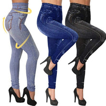 Load image into Gallery viewer, New Fashion Slim Women Leggings Faux Denim Jeans Fitness Elastic Seamless Leggings Long Pocket Sexy Casual Pencil Pants 2020
