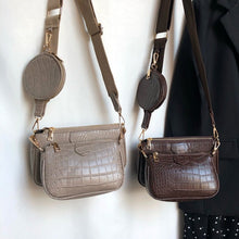 Load image into Gallery viewer, Vintage Crocodile women shoulder bag luxury designer wide strap Crossbody bag chain Sling bag pu leather ladies 3 bag set wallet
