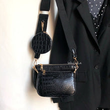 Load image into Gallery viewer, Vintage Crocodile women shoulder bag luxury designer wide strap Crossbody bag chain Sling bag pu leather ladies 3 bag set wallet
