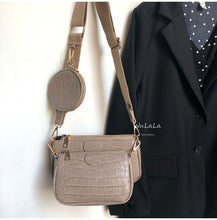 Load image into Gallery viewer, Vintage Crocodile women shoulder bag luxury designer wide strap Crossbody bag chain Sling bag pu leather ladies 3 bag set wallet
