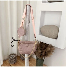 Load image into Gallery viewer, Vintage Crocodile women shoulder bag luxury designer wide strap Crossbody bag chain Sling bag pu leather ladies 3 bag set wallet

