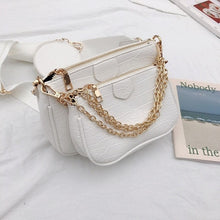 Load image into Gallery viewer, Vintage Crocodile women shoulder bag luxury designer wide strap Crossbody bag chain Sling bag pu leather ladies 3 bag set wallet
