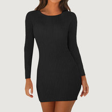 Load image into Gallery viewer, Women Sweaters Dresses Ribbed Knitted Sexy Bodycon Mini Dress Casual O Neck Long Sleeve Autumn Winter Slim Party Dress Vestidos
