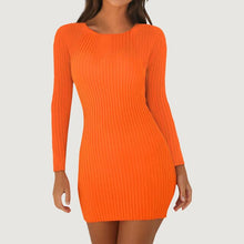 Load image into Gallery viewer, Women Sweaters Dresses Ribbed Knitted Sexy Bodycon Mini Dress Casual O Neck Long Sleeve Autumn Winter Slim Party Dress Vestidos
