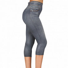 Load image into Gallery viewer, Faux Jeans Leggings Woman Stretch Short Leggins 4\3 Capri Pants Summer Breeches High Waist Perfect Fit Jeans Jeggings
