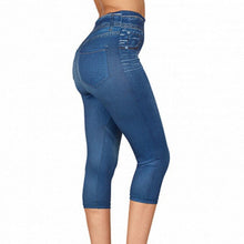 Load image into Gallery viewer, Faux Jeans Leggings Woman Stretch Short Leggins 4\3 Capri Pants Summer Breeches High Waist Perfect Fit Jeans Jeggings

