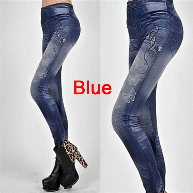 Women Denim High Waist Slim Fit Skinny Leggings Stretch Butterfly Star Jeggings Pencil Pants New Fashion