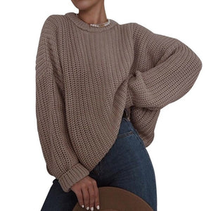 Autumn Oversized Sweater Women Solid Loose Knitted Sweaters Women Long Sleeve Pullover Female Jumper Female Knitwear