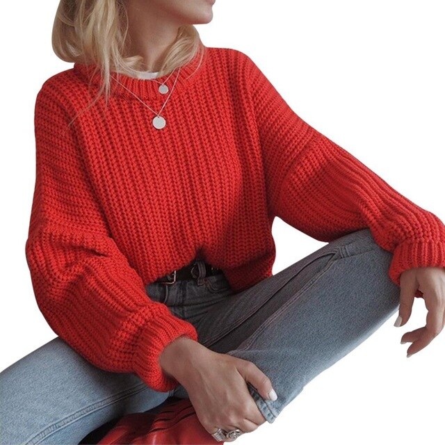 Autumn Oversized Sweater Women Solid Loose Knitted Sweaters Women Long Sleeve Pullover Female Jumper Female Knitwear