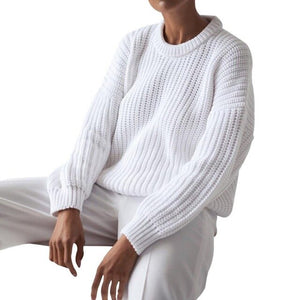 Autumn Oversized Sweater Women Solid Loose Knitted Sweaters Women Long Sleeve Pullover Female Jumper Female Knitwear